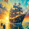 Ship In Sunset 5D Diamond Painting