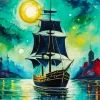Ship Silhouette Art 5D Diamond Painting