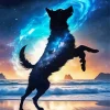 Silhouette Galaxy Dog 5D Diamond Painting