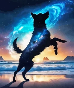 Silhouette Galaxy Dog 5D Diamond Painting