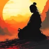 Silhouette Meditating Warrior 5D Diamond Painting