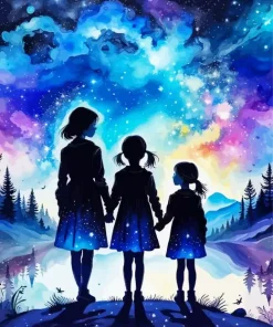 Silhouette Mother Daughters 5D Diamond Painting