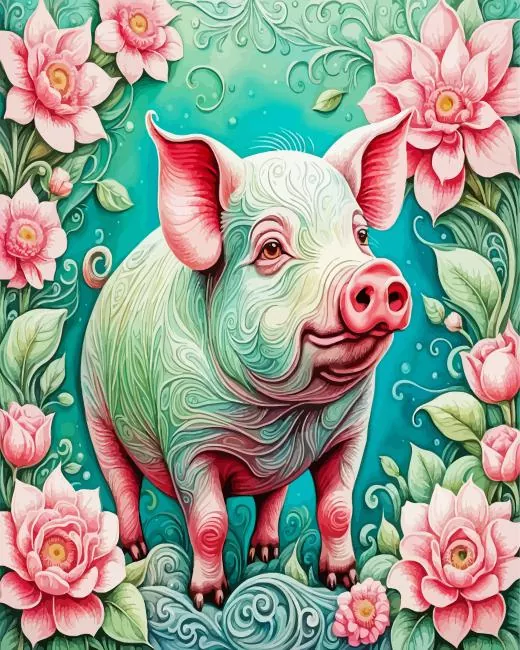 simple pig and flowers Diamond Dotz Simple Pig And Flowers 5D Diamond Painting