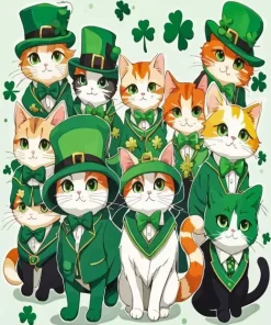 St Patricks Day Cats 5D Diamond Painting