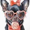 Black Chihuahua With Glasses 5D Diamond Painting
