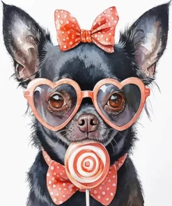 Black Chihuahua With Glasses 5D Diamond Painting