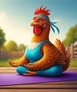 Cartoon Chicken Doing Yoga 5D Diamond Painting