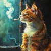 Cat Smoking A Cigarette Art 5D Diamond Painting