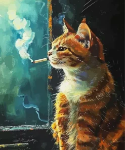 Cat Smoking A Cigarette Art 5D Diamond Painting