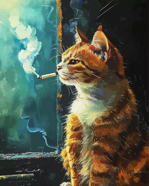 Cat smoking a cigarette art Diamond Dotz Cat Smoking A Cigarette Art 5D Diamond Painting
