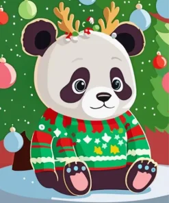 Christmas Cartoon Panda 5D Diamond Painting