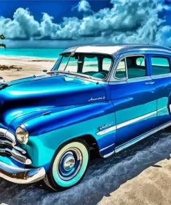 Classic Blue Car On The Beach 5D Diamond Painting
