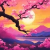 Sunset Cherry Blossom 5D Diamond Painting