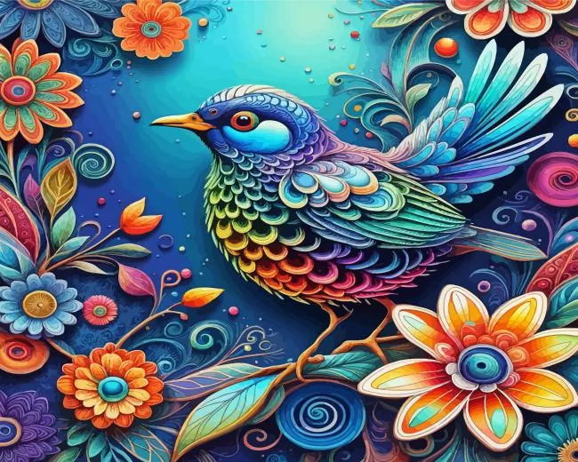 aesthetic colorful bird Diamond By Numbers Aesthetic Colorful Bird 5D Diamond Painting