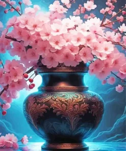 Cherry Blossom Bouquet In A Vase 5D Diamond Painting
