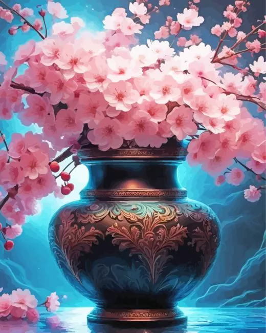 cherry blossom bouquet in a vase Diamond Dotz Cherry Blossom Bouquet In A Vase 5D Diamond Painting