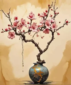 Cherry Blossom Branch In Vase 5D Diamond Painting