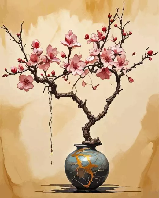 cherry blossom branch in vase Diamond Paintings Cherry Blossom Branch In Vase 5D Diamond Painting