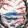 Cherry Blossom Mount Fuji Art 5D Diamond Painting