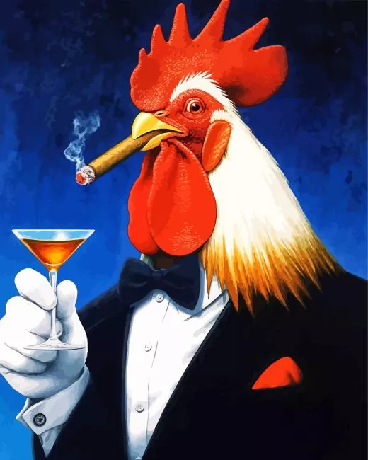 chicken wearing a tuxedo Diamond With Numbers Chicken Wearing A Tuxedo 5D Diamond Painting