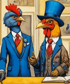 Chickens Wearing A Suit 5D Diamond Painting
