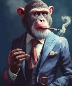 Chimpanzee Smoking 5D Diamond Painting