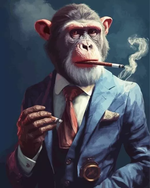 chimpanzee smoking Diamond Paintings Chimpanzee Smoking 5D Diamond Painting