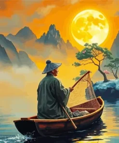 Chinese Fisherman At Sunset 5D Diamond Painting