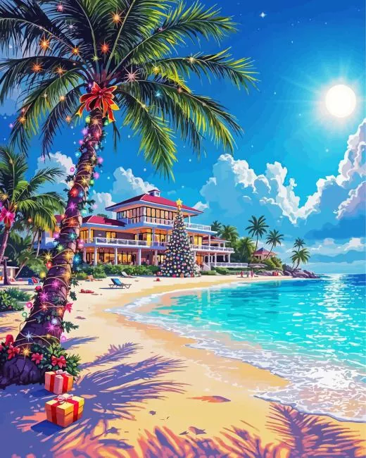 christmas at the beach Diamond Paintings Christmas At The Beach 5D Diamond Painting