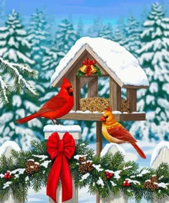 Christmas Bird House 5D Diamond Painting