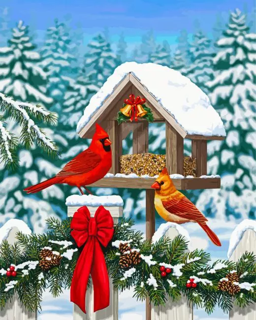 christmas bird house Diamond Paintings Christmas Bird House 5D Diamond Painting