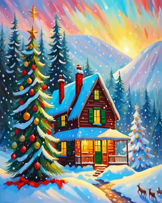 christmas cabin in the woods Diamond Dotz Christmas Cabin In The Woods 5D Diamond Painting
