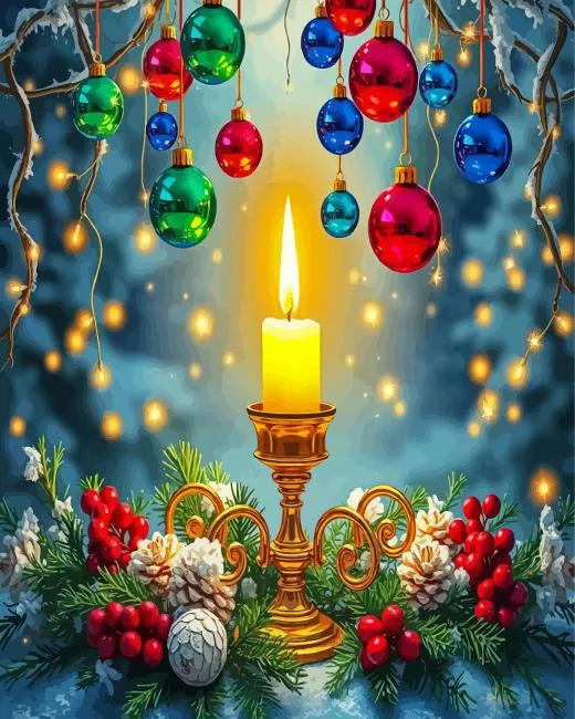 christmas candle and bulbs Diamond Dotz Christmas Candle And Bulbs 5D Diamond Painting