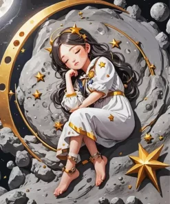 Cool Sleeping Girl Anime 5D Diamond Painting