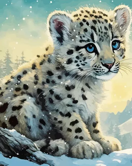 cool snow leopard art Diamond Paintings Cool Snow Leopard Art 5D Diamond Painting