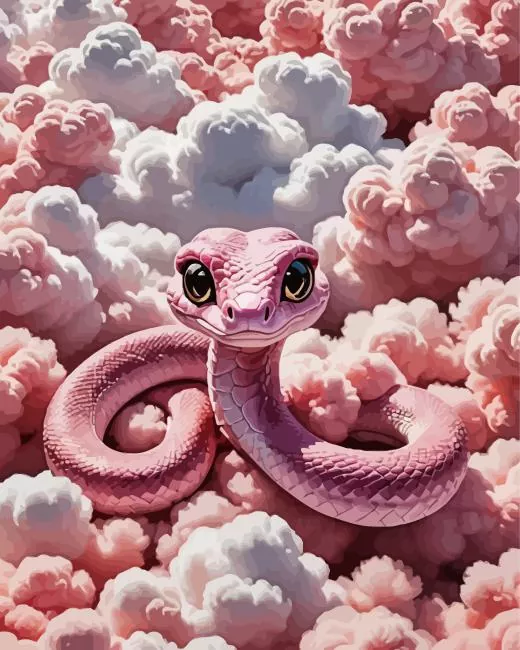 cute pink snake Diamond With Numbers Cute Pink Snake 5D Diamond Painting