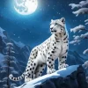 Full Moon Snow Leopard 5D Diamond Painting