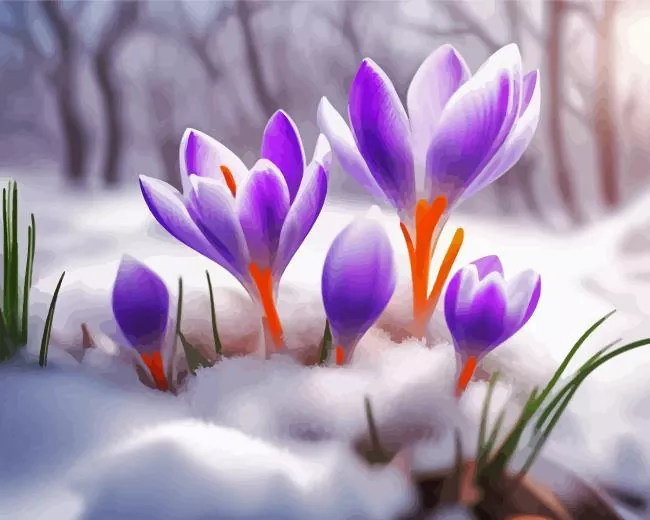 purple snow crocus Diamond Paintings Purple Snow Crocus 5D Diamond Painting