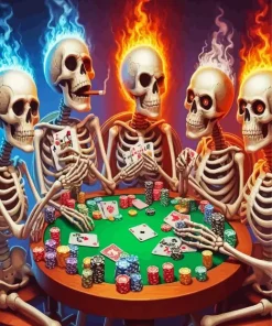 Skeleton Playing Poker 5D Diamond Painting