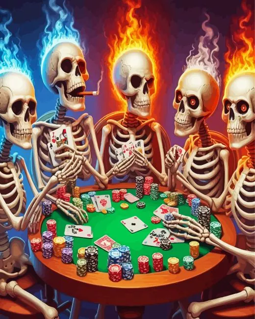 skeleton playing poker Diamond Paints Skeleton Playing Poker 5D Diamond Painting