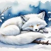 Sleeping White Fox 5D Diamond Painting