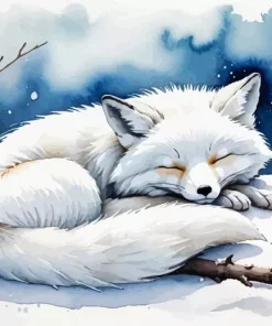 Sleeping White Fox 5D Diamond Painting