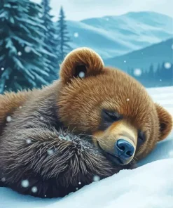 Sleepy Brown Bear Art 5D Diamond Painting