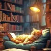 Sleepy Cat Bookshop 5D Diamond Painting
