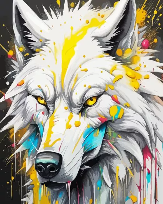 splash white wolf Diamond By Numbers Splash White Wolf 5D Diamond Painting